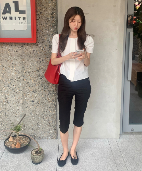 Блузка BELINE HIDDEN FRONT PUFF SLEEVE BLOUSE_WHITE