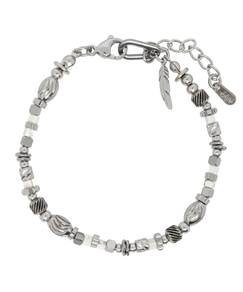 아차 Karint stainless steel & beaded bracelet _ white