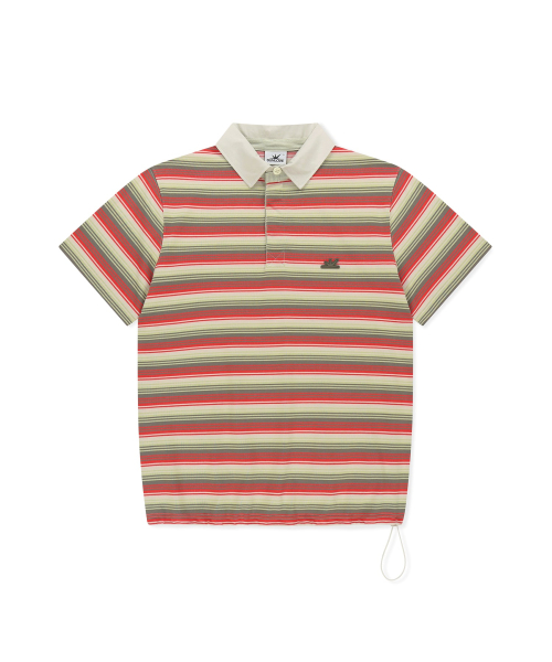 Striped Caddie Polo Red