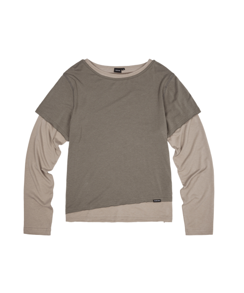 トップス aakam Contrast Layered Long Sleeve MUSINSA | AAKAM Contrast Layered Long Sleeve (Dark Gray)