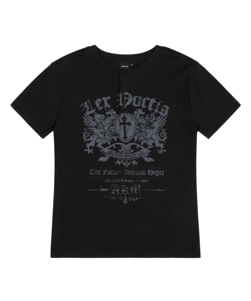 MUSINSA公式 | AAKAM Shield Henry Neck Half Top (Gray)