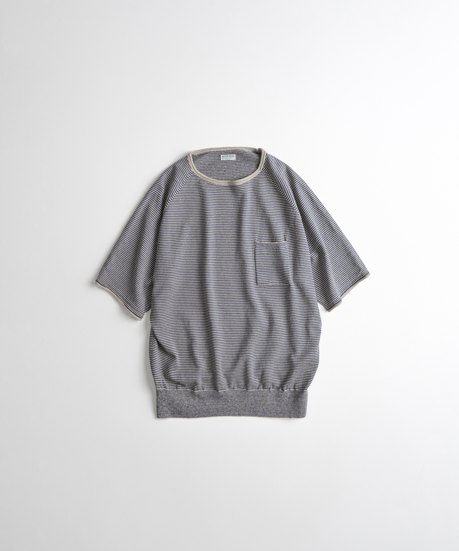 EUROPEAN FLAX™ LINEN ROLL NECK 1/2 KNIT greige/purple