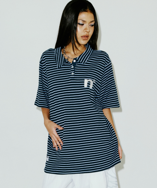 OVERSIZED WING POLO SHIRT синий