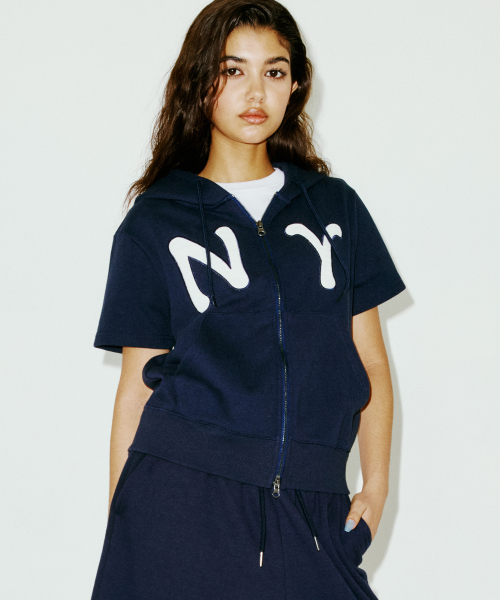 NY APLIQUE SS HOOD ZIP UP тёмно-синий