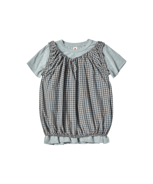 W CHECK BLOUSE SET [серый]