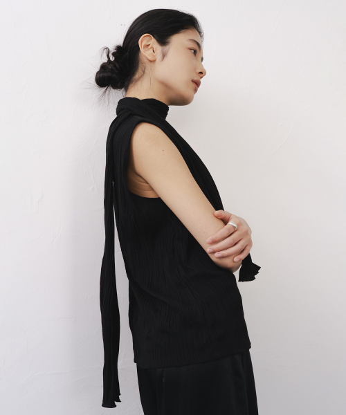 Pleats Scarf Two Way топ-чёрный