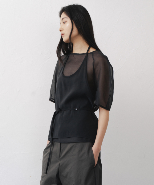 String Halter Neck Sleeveless топ-чёрный
