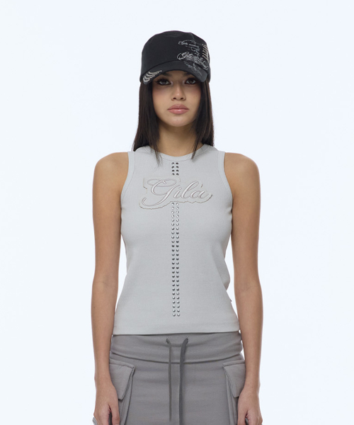 STUD PATCH LOGO DYED SLEEVELESS_BEIGE