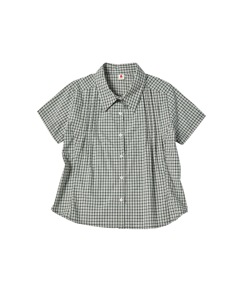 W PINTUCK CHECK HALF SHIRTS [бежевый]
