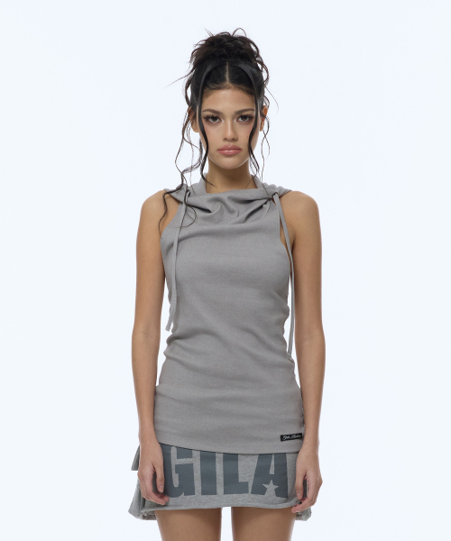 BACKLESS COWL HOOD SLEEVELESS_BEIGE