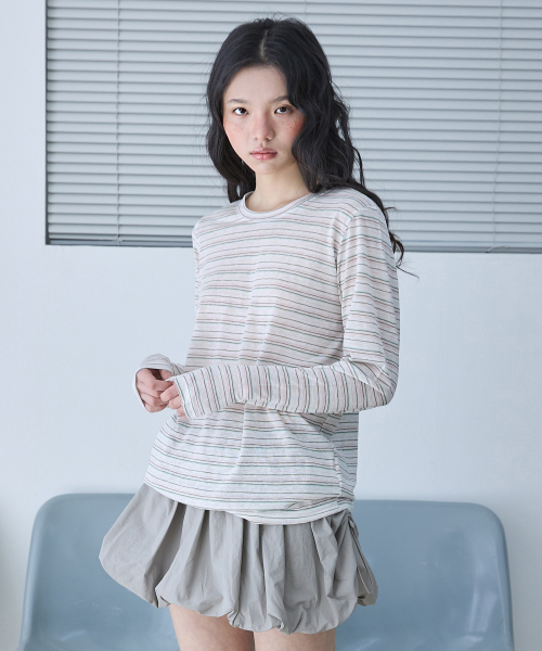 W BEACH STRIPE T-SHIRT [розовый]