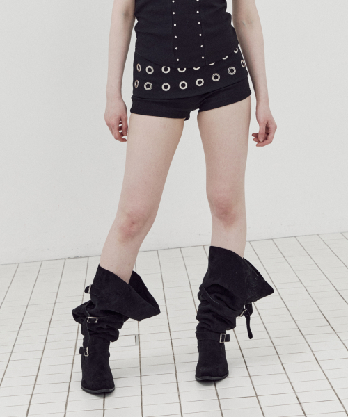 EYELET WAIST SHORT PANTS / чёрный