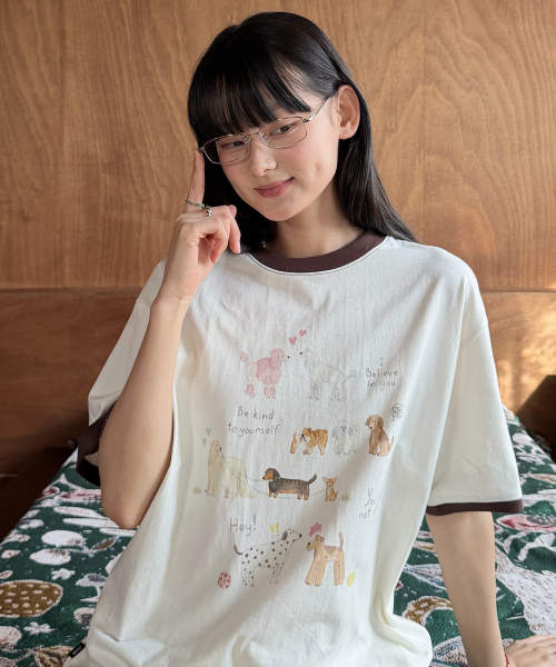 Футболка Cozy Puppy Ringer Cream