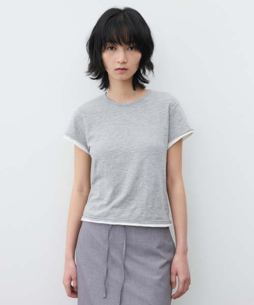 (Women) Меланжевая футболка Slub Layered Half Sleeve