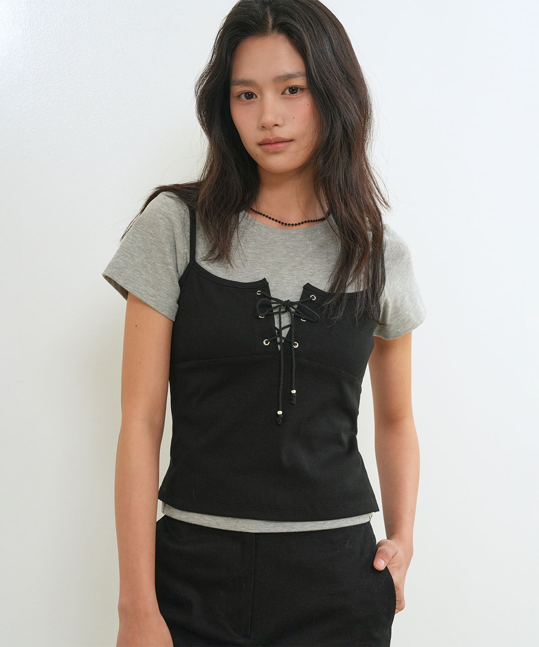woman eyelet sleeveless [чёрный]