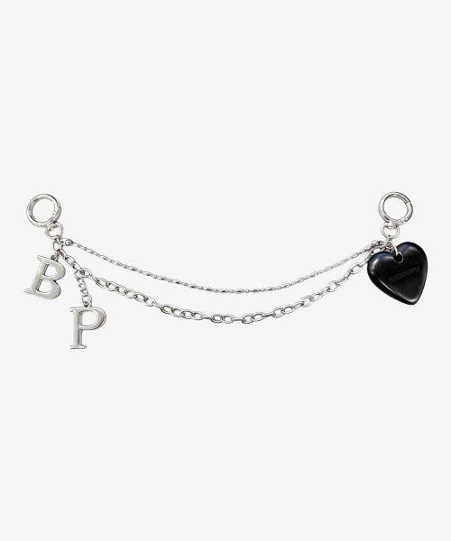 블랙 퍼플 BP 하트 투웨이 체인 키링_블랙 BP Heart 2-Way Chain Keyring_Black