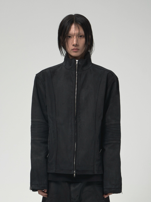 WAX COATED BIKER JACKET