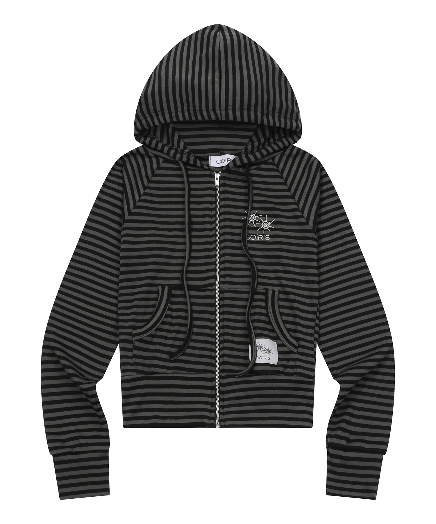 NAIRE RAGLAN STRIPE SLIM HOOD ZIP-UP