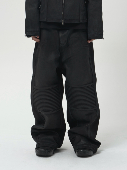 WAX COATED BIKER PANTS