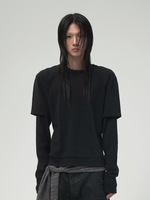 (M) PANEL LAYERED TEE_BLACK