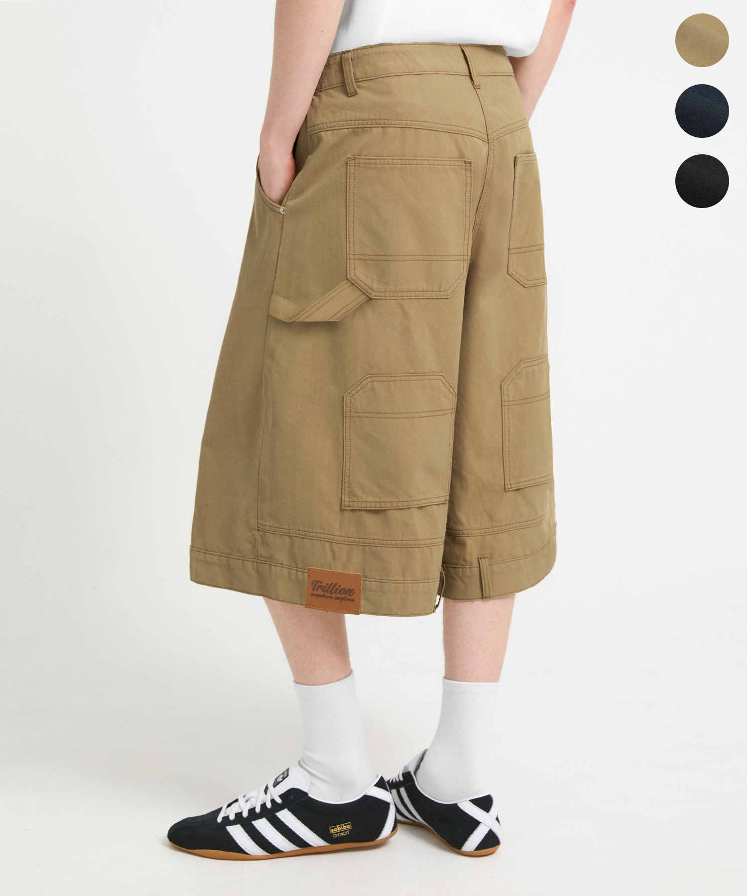 REVERSE WORK COTTON BERMUDA SHORTS 3color