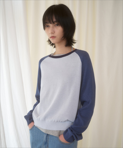 HERRIT RAGLAN KNIT BLUE