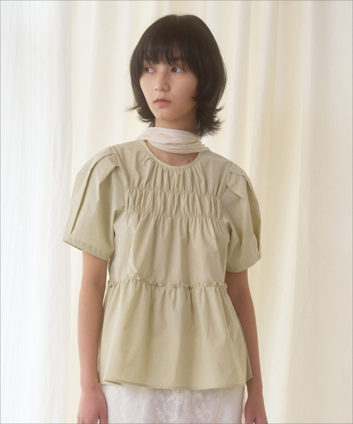 CHELLO COTTON BLOUSE LIME