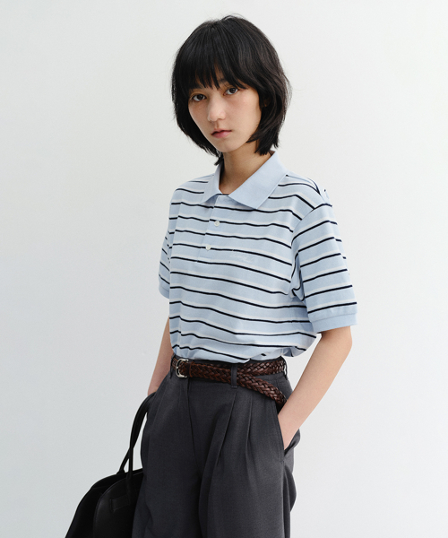 UNISEX STRIPED POLO SHIRT UDTS6B121 SOFT BLUE