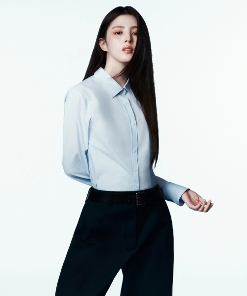 우먼즈 레귤러 워시드 포플린 셔츠 [페일 블루]