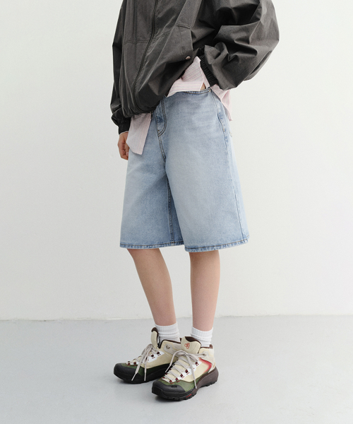 RELAXED BERMUDA DENIM SHORTS UDPA6B247 LIGHT BLUE