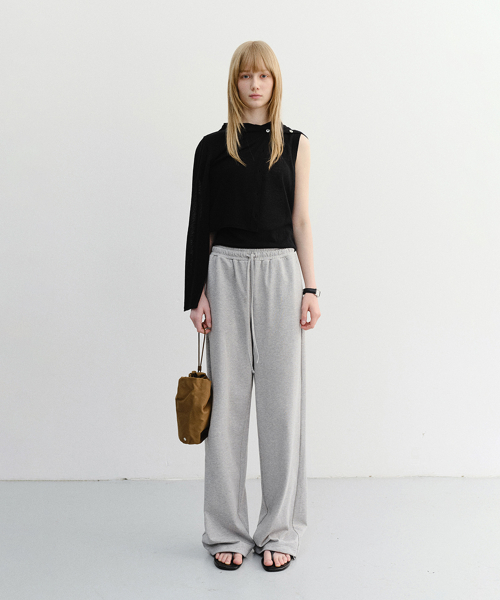 SUMMER WIDE JOGGER PANTS UDPA6B225 MELANGE GREY