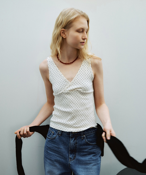 Dot wrap layered sleeveless Ivory