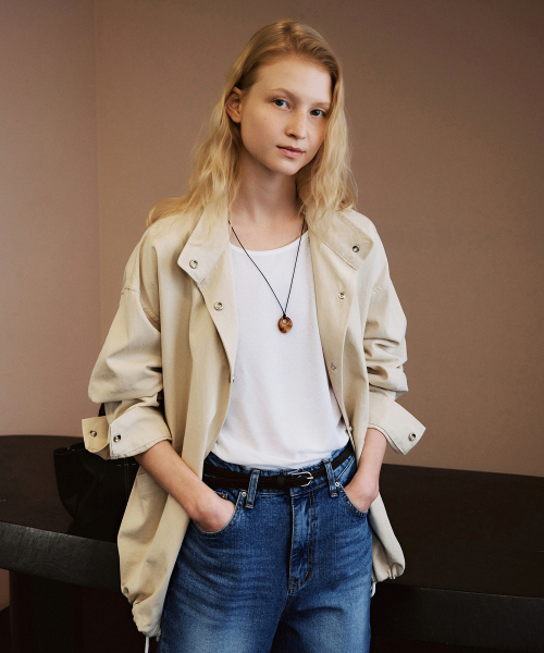 High neck field jacket Beige