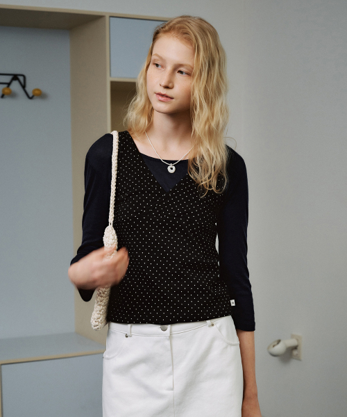 Dot wrap layered sleeveless Black