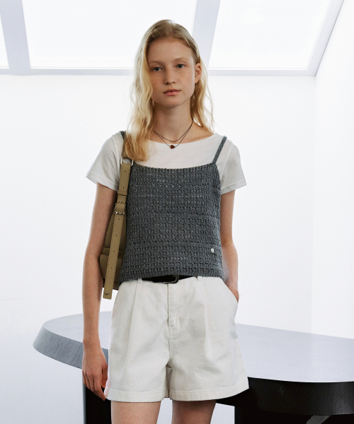 Crochet knit bustier Gray