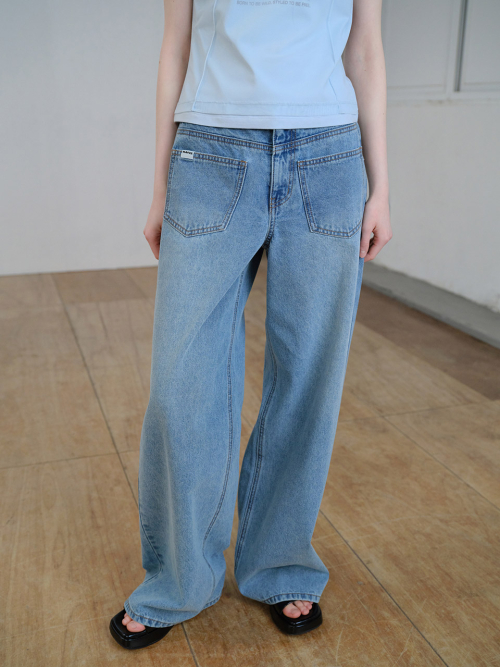 Pocket Detail Denim Pants in Blue VJ6ML574-22