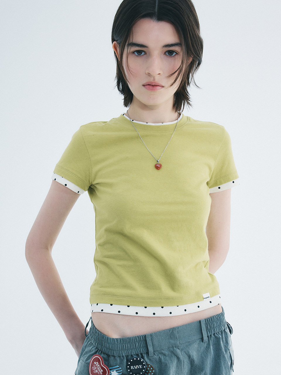 Dot Layered Two-tone T-shirts VW6ME452 4color