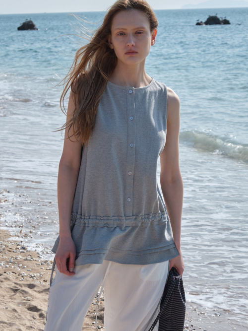 Waist String Sleeveless Layered Top VW6MO560 2color