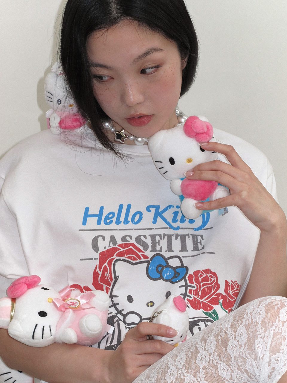 RAIVE X HELLO KITTY Rose Graphic T-shirts VW6ME001 3color