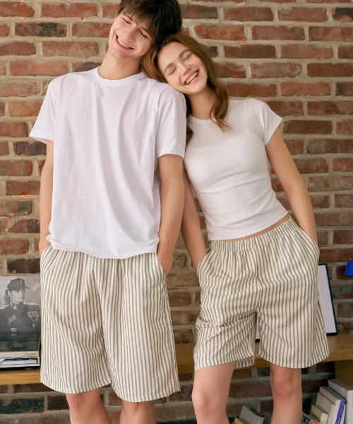 [2PACK] 버티컬 5부 시어서커 남녀공용 잠옷 바지