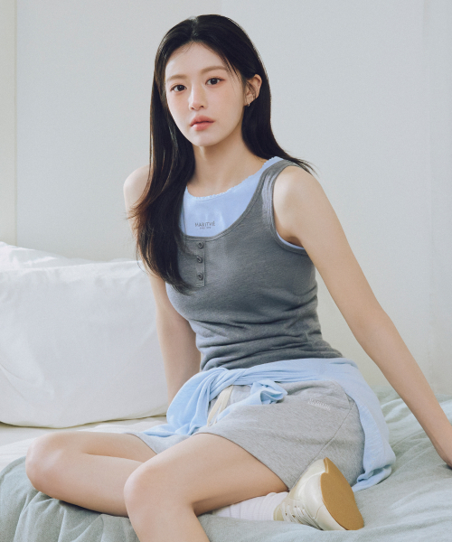 [ ] W LAYERED SLEEVELESS heather charcoal