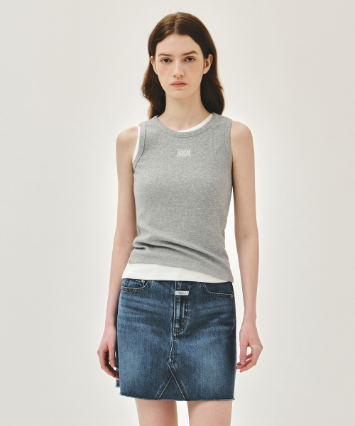W RIBBON CLASSIC LOGO SLEEVELESS heather gray