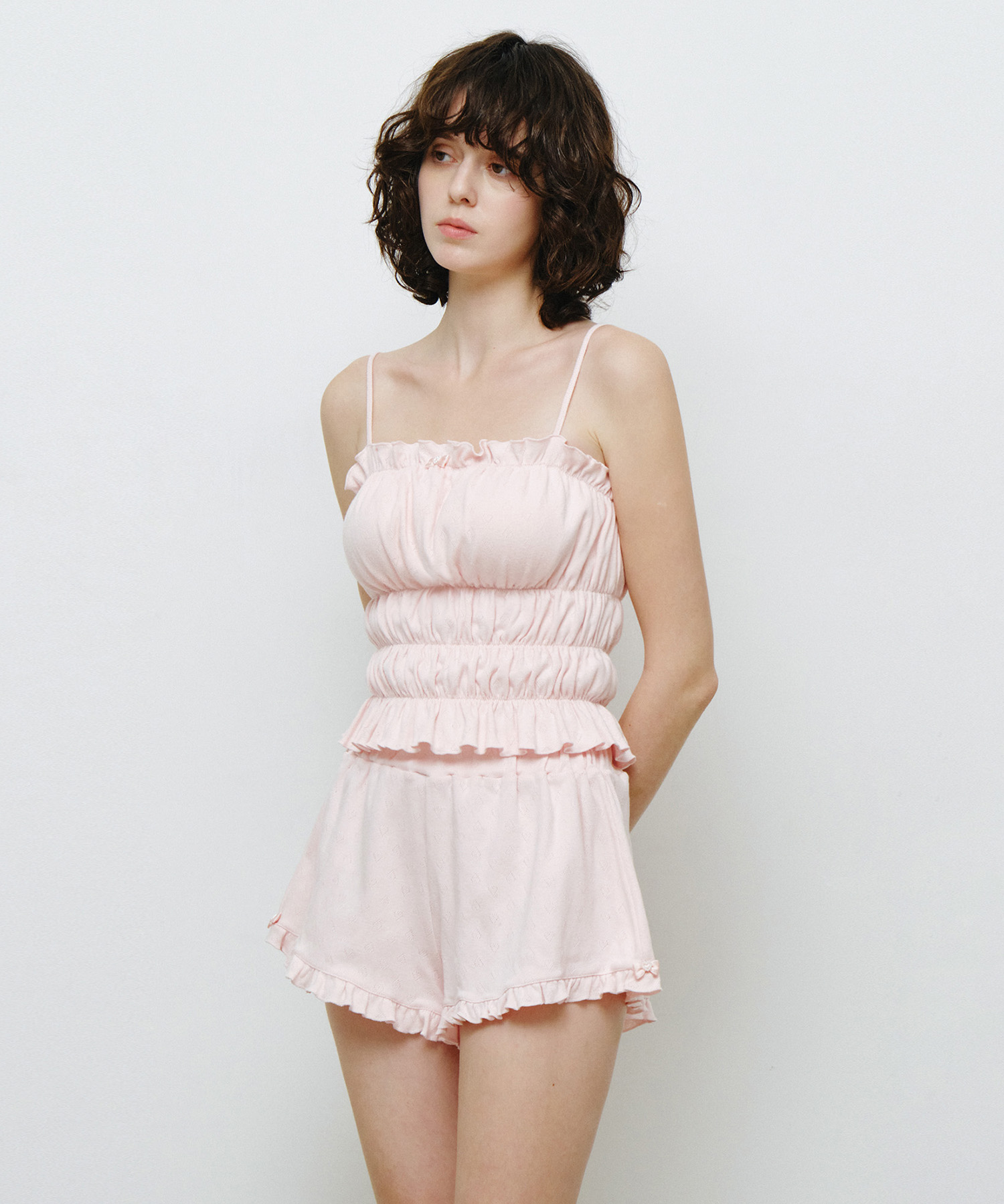 [SET] с рюшами хлопковый розовый MDPJ003PINK