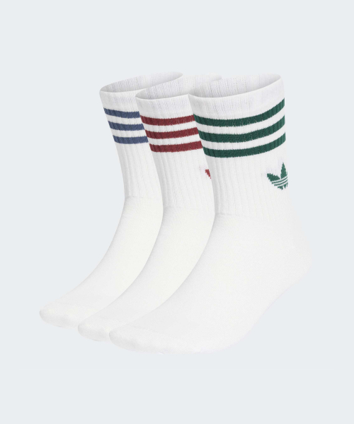 3-스트라이프 크루 삭스 3켤레 - 화이트:루비:그린:블루 / KT1690