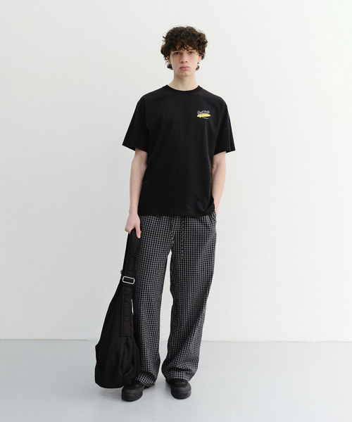 CHECKED PAJAMA SLACKS UNISEX UDPA6B121 BLACK CHECK