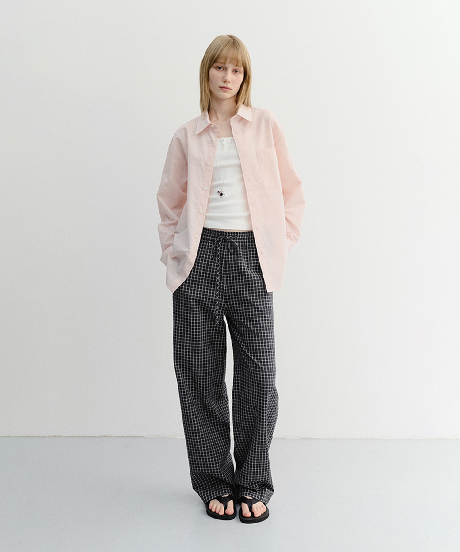 UNISEX CHECKED PAJAMA SLACKS BLACK CHECK