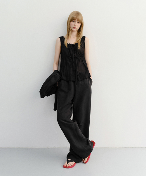 SHIRRING SLEEVELESS BLOUSE UDBL6B228 BLACK