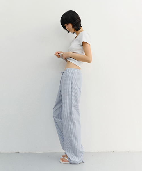 PAJAMA STRING PANTS UDPA6B222 SOFT BLUE CHECK