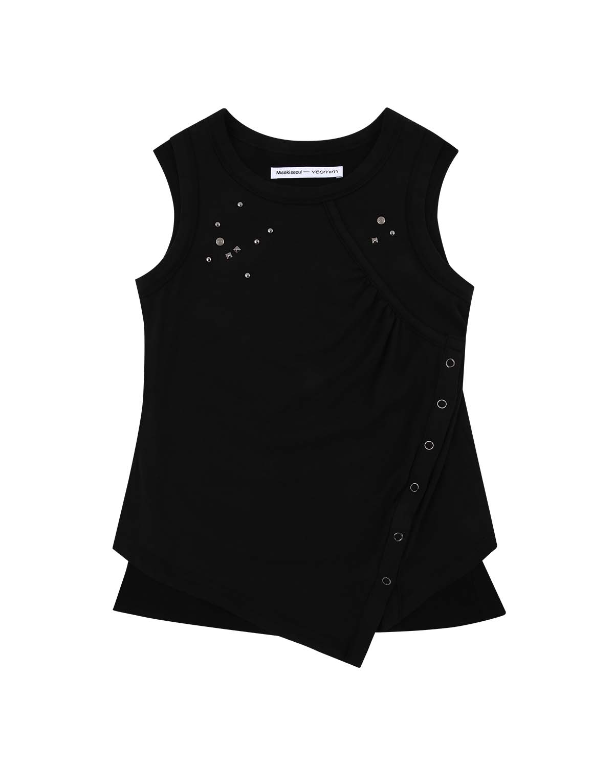 [×Misekiseoul] stud layered sleeveless (black)