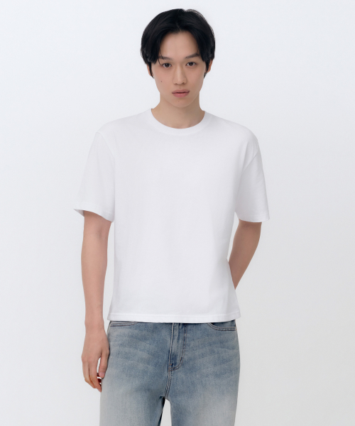[쿨탠다드] 레귤러 크롭 티셔츠 [화이트]